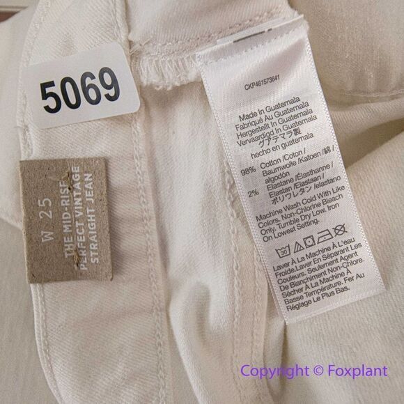 NEW Madewell Mid-Rise Perfect Vintage Straight Jean in Tile White, 25 - Picture 16 of 16